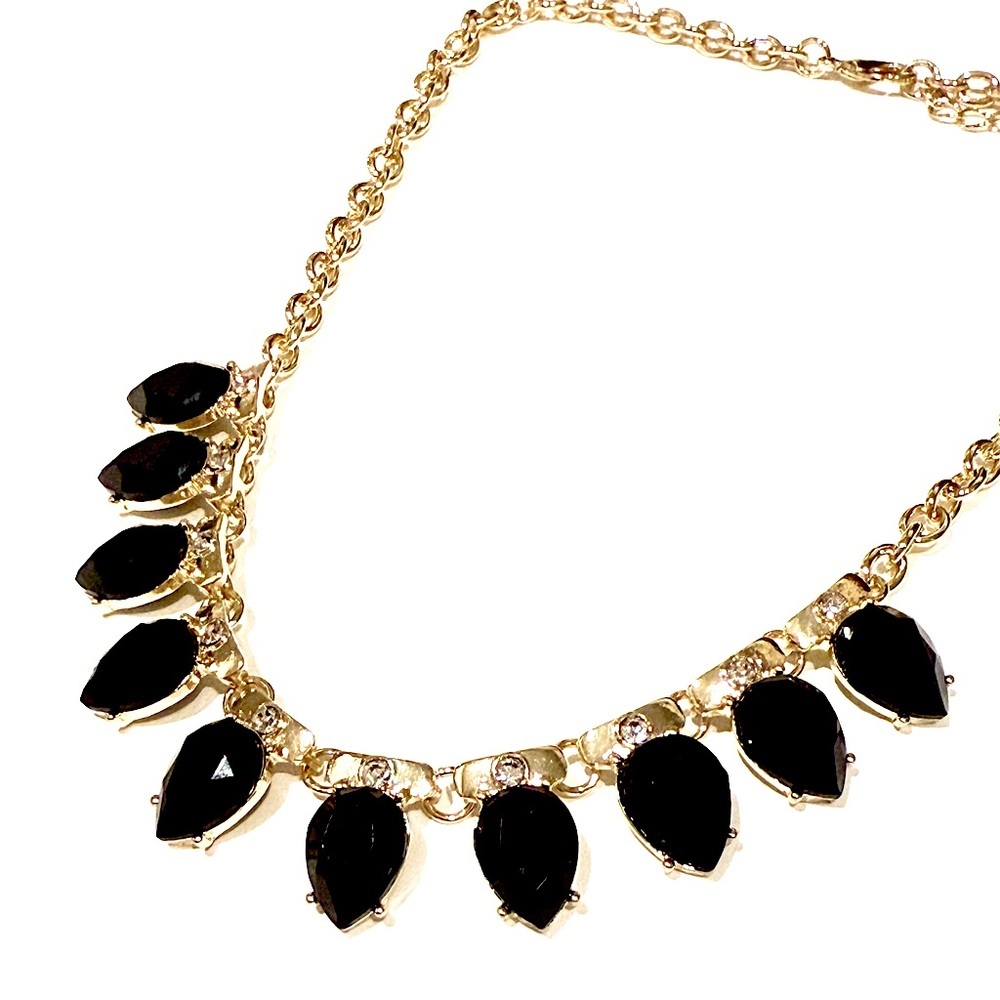 LEE ANGEL for NEIMAN MARCUS | Timeless Black Stone Teardrop Gold Necklace | NWT